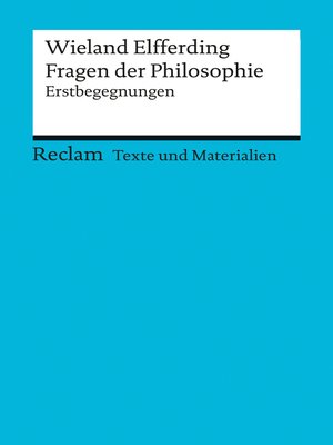 cover image of Fragen der Philosophie. Erstbegegnungen